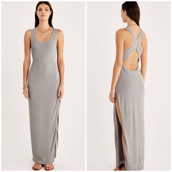 Rumer The Label x Revolve Seafoam Sleeveless Rosa Ribbed Side Slit Maxi Dress - Picture 1 of 11